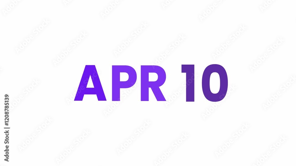 10th April calendar icon animation. Alpha matte with transparent background 4K resolution. 10th April calendar icon animation. Alpha matte with transparent background 4K resolution.