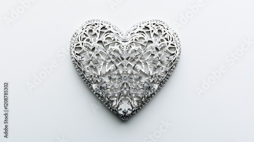 A heart-shaped diamond with intricate cuts, shimmering on a plain white background.