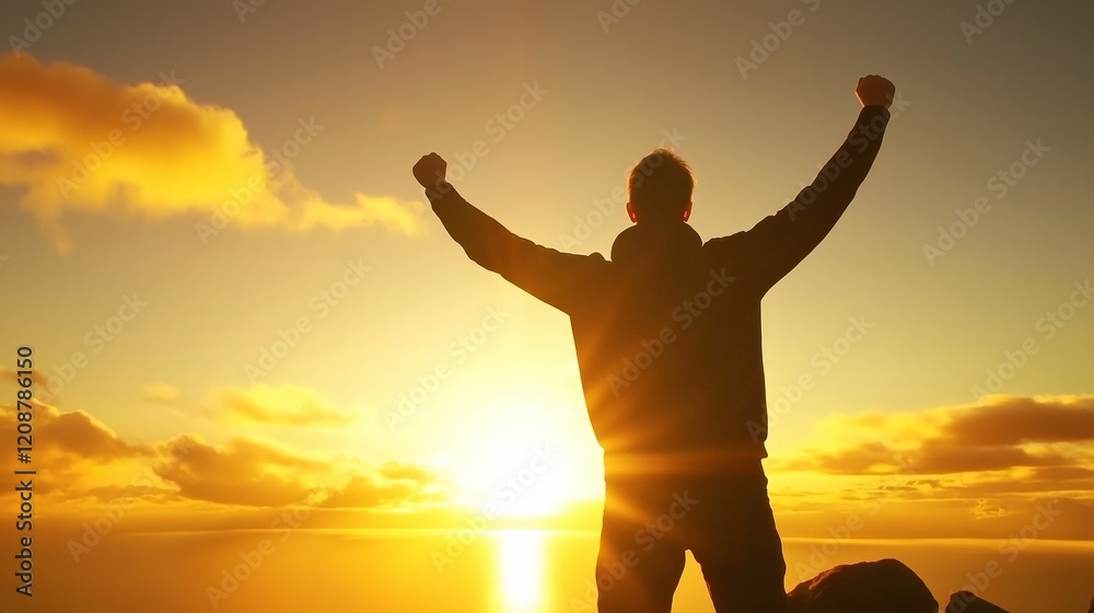 A person celebrating, victory and motivational concepts A person celebrating, victory and motivational concepts