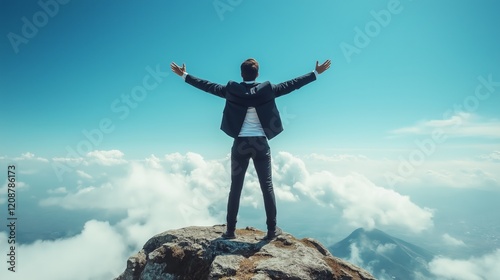 A person celebrating, victory and motivational concepts