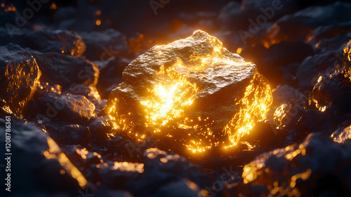 Brilliant Glowing Golden Stone