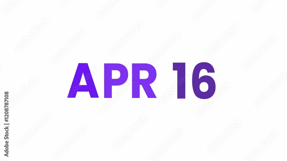 16th April calendar icon animation. Alpha matte with transparent background 4K resolution. 16th April calendar icon animation. Alpha matte with transparent background 4K resolution.