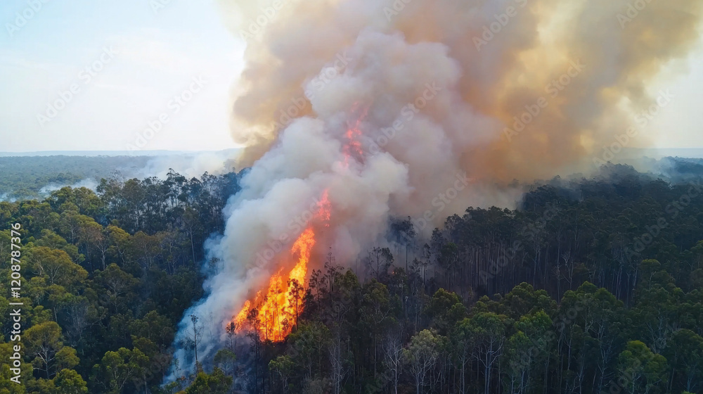 Fototapeta premium smoke, bushfire, plant, people, animal