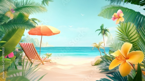 beautiful summer tropical holiday suny sandy beach background photo