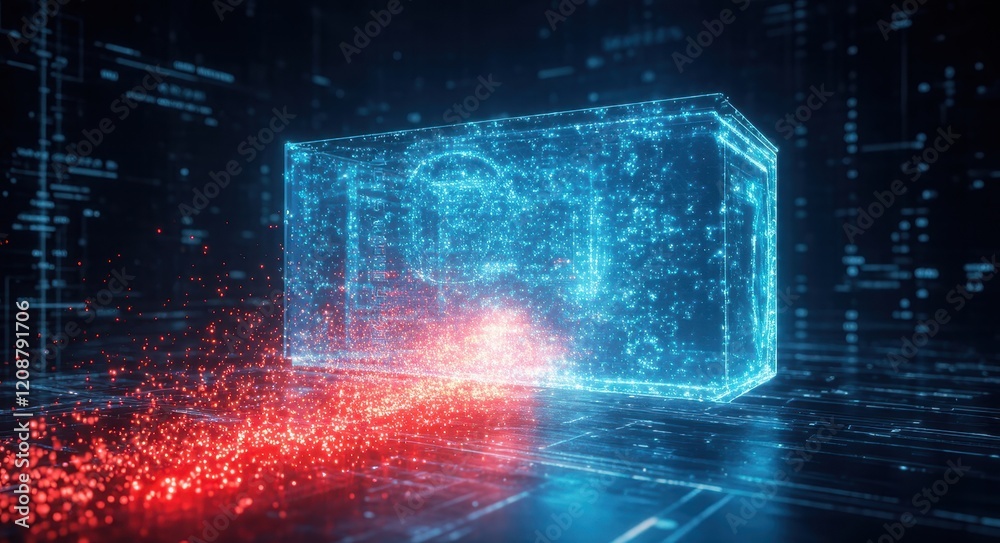 Fototapeta premium Illustration of a Cyber Attack Thwarted by Advanced Protection System.