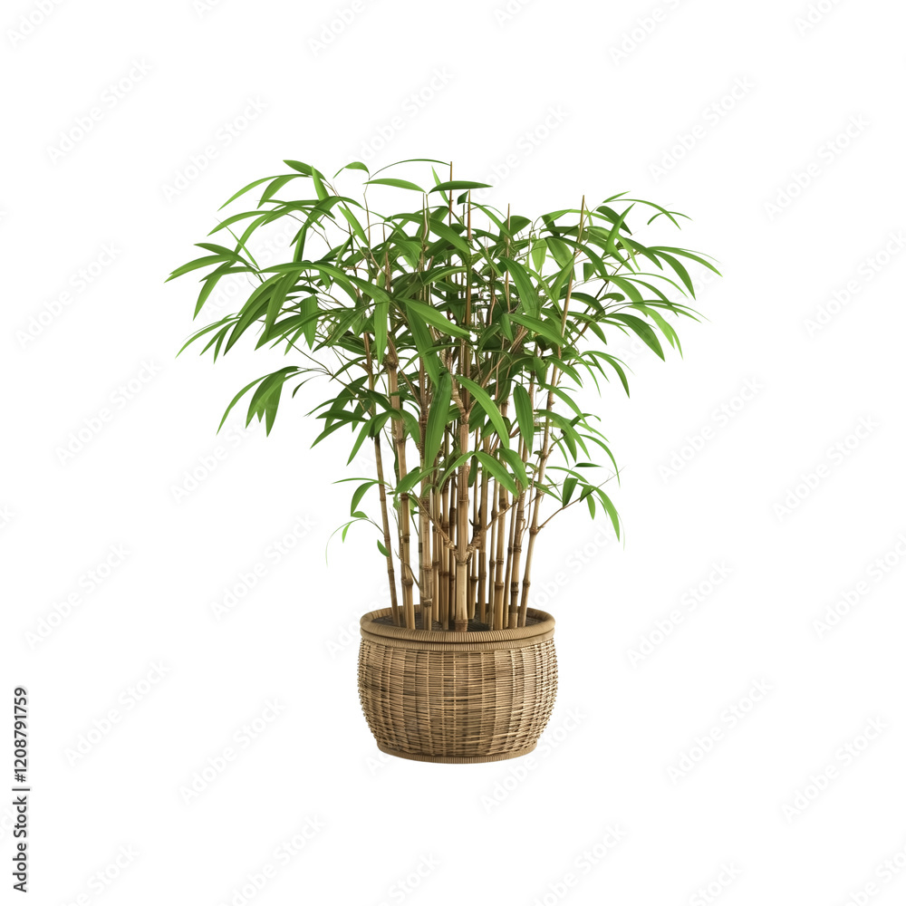 Fototapeta premium A vibrant digital painting of a lucky bamboo plant 