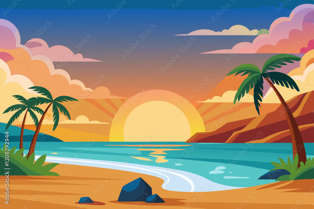 Obraz premium A sunrise morning vector art illustration
