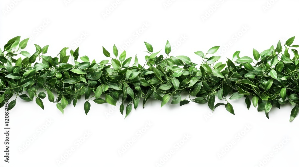 Decorative green foliage frame creating a border on white background Decorative green foliage frame creating a border on white background