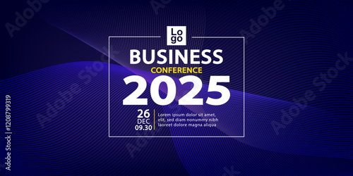 Banner to the online conference background. Web media event. Dynamic Background. Futuristic Poster for Corporate Meeting, Online Courses, Webinar, Seminar. Conference, Business Event Announcement.