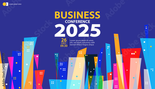Banner to the online conference background. Web media event. Dynamic Background. Futuristic Poster for Corporate Meeting, Online Courses, Webinar, Seminar. Conference, Business Event Announcement.