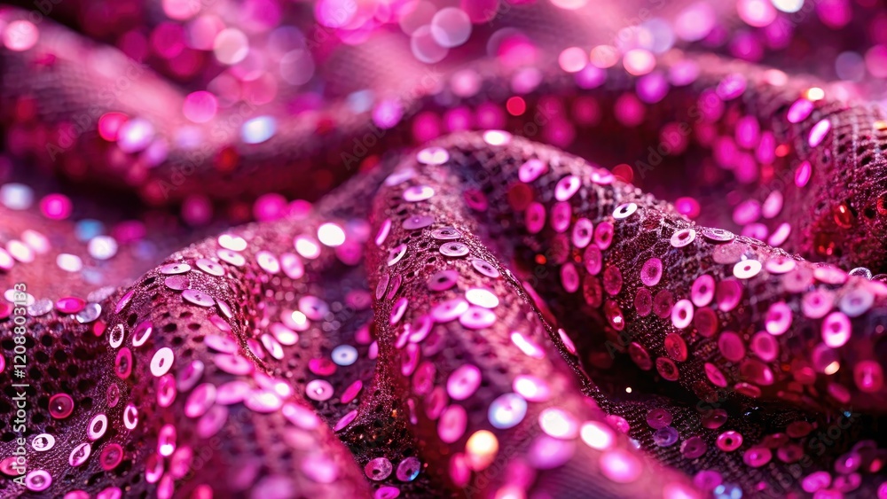 Festive fabric adorned with pink shiny sequins close up, festive, fabric, embroidered, pink, shiny, sequins Festive fabric adorned with pink shiny sequins close up, festive, fabric, embroidered, pink, shiny, sequins