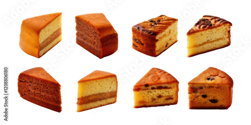 Assorted Slices of Delicious Cake Varieties ,PNG set collection, isolated on transparent background