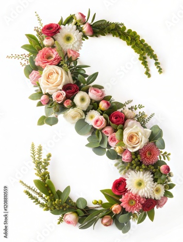 florist decoration design page footer on isolated background letter S photo