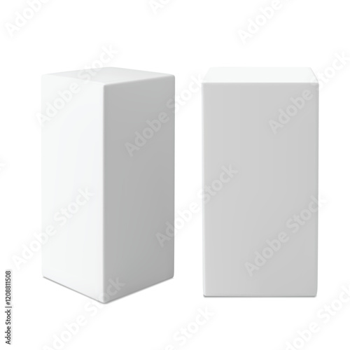 Set of Blank White Rectangular Boxes for Packaging Design Vector