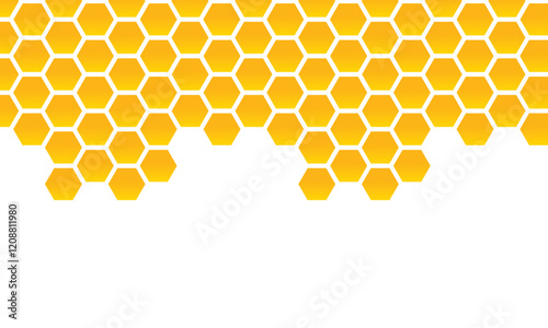 Vector seamless geometric pattern. Modern thin hexagon grid texture. Background yellow honeycomb in isolated white background. EPS 10