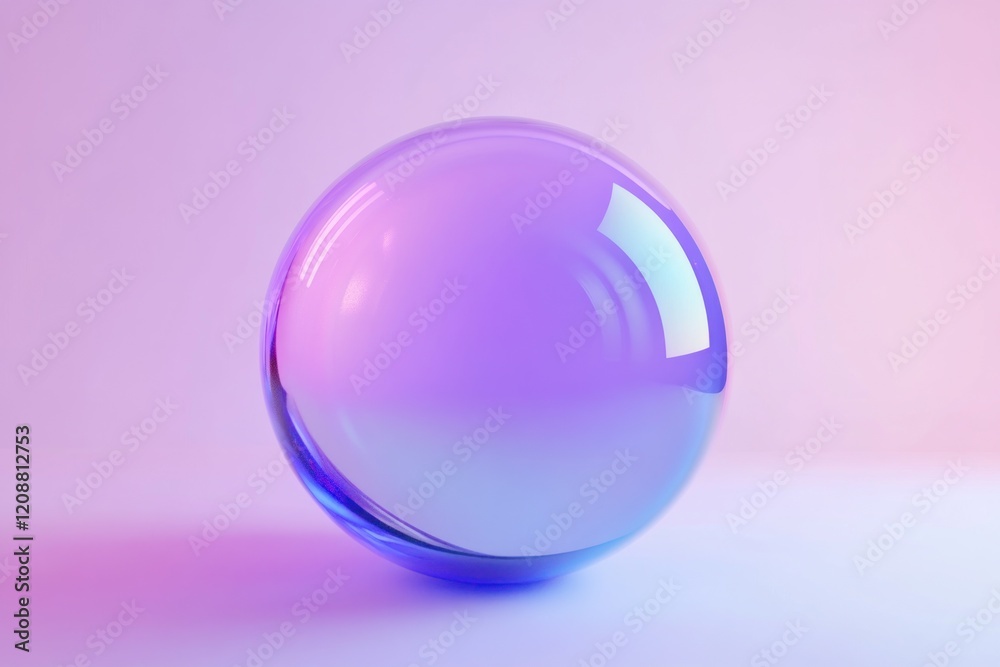 Fototapeta premium Abstract Glass Orb: Iridescent Sphere on Pastel Background