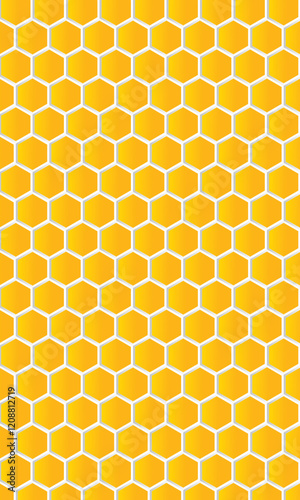 Vector seamless geometric pattern. Modern thin hexagon grid texture. Background Yellow honeycomb EPS 10