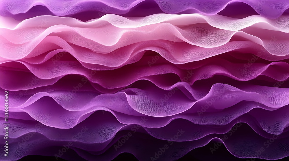 Fototapeta premium Layered purple and pink fabric waves pattern