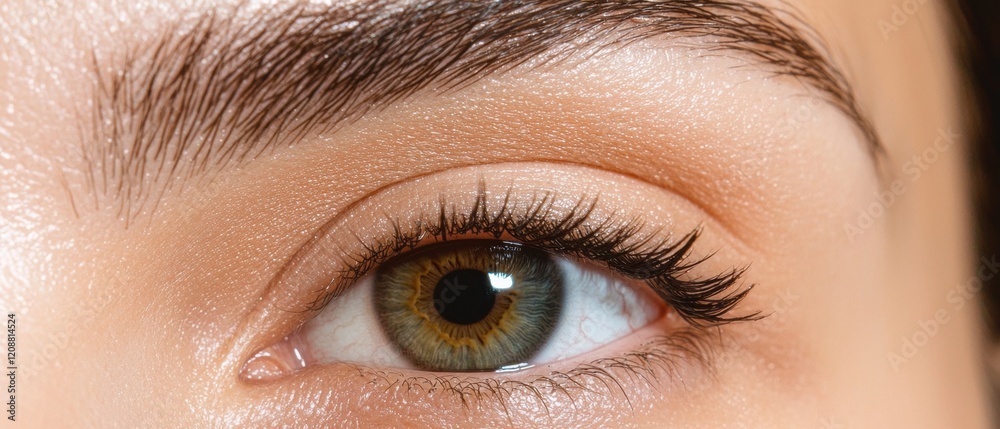 Naklejka premium Close-up of a woman's eye with natural makeup