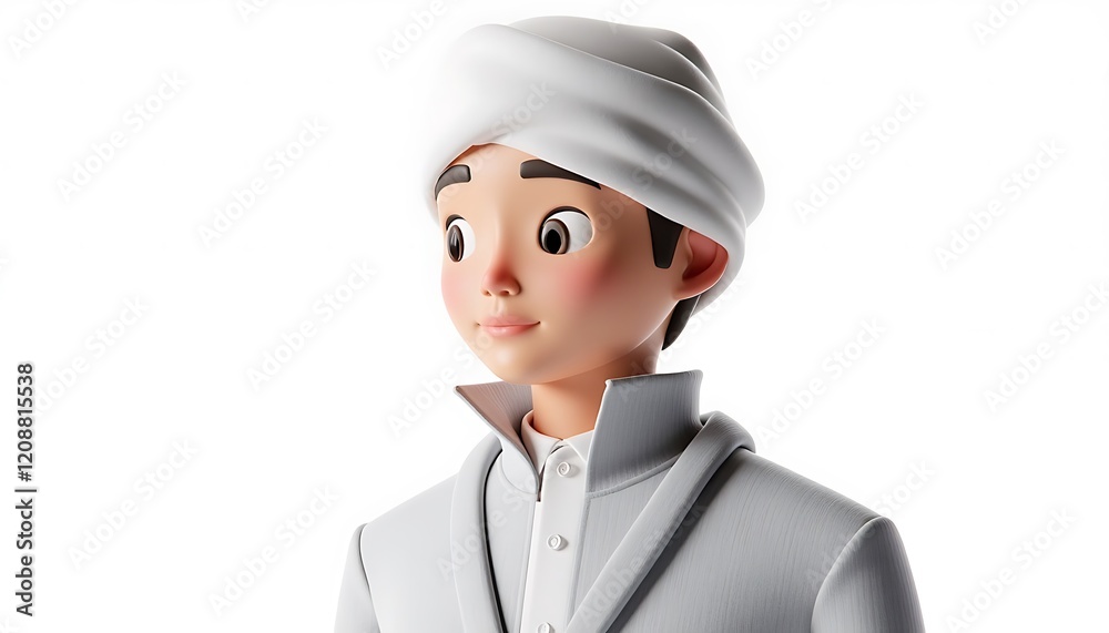 Serene Young Boy: 3D Rendered Portrait in Soft Hues Serene Young Boy: 3D Rendered Portrait in Soft Hues