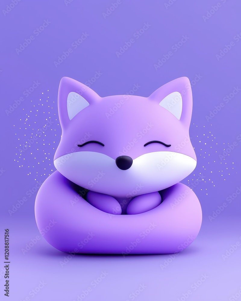 Fototapeta premium A cute purple fox figure exuding charm and whimsy in a playful design.