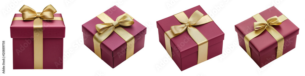 Obraz premium Beautifully wrapped red and gold gift boxes with shiny bows perfect for celebrating special occasions like Christmas birthdays anniversaries