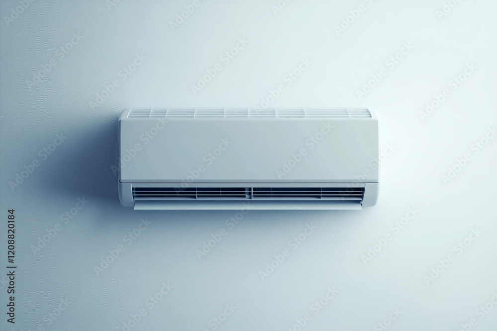 White air conditioning on a background of a gray wall. The concept of heat, cool air, cooling, freshness. White air conditioning on a background of a gray wall. The concept of heat, cool air, cooling, freshness.