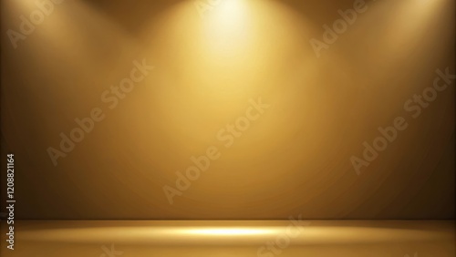 Empty room background with golden brown gradient and spotlight
