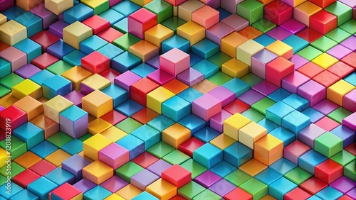 Abstract background of colorful cubes in a geometric pattern, geometric, abstract, background, colorful, cubes, shapes