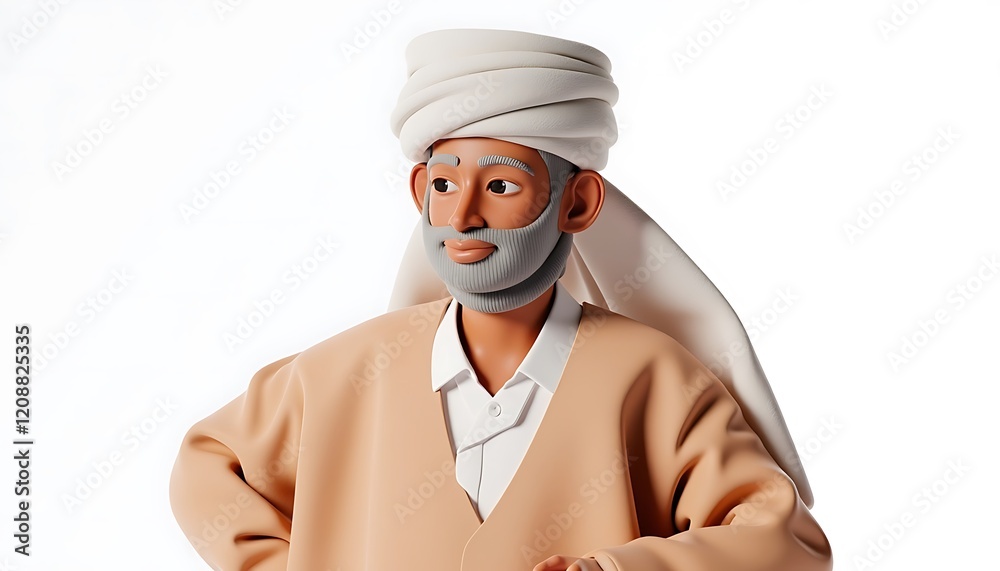 Arab Man in Traditional Attire: A 3D Rendered Portrait Arab Man in Traditional Attire: A 3D Rendered Portrait