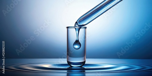Liquid drop falling onto a test tube , science, experiment, laboratory, research, chemical, biology, technology, liquid