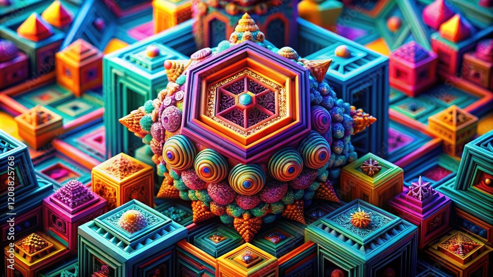 Fototapeta premium Dazzling abstract art featuring high-resolution 3D geometric shapes; perfect creative backgrounds.