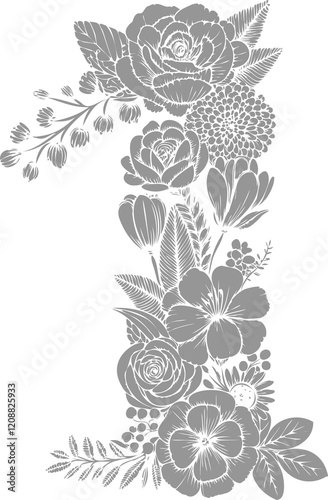 Wallpaper Mural pattern vintage flower design decoration number 1 hand drawn illustration flat solid png Torontodigital.ca