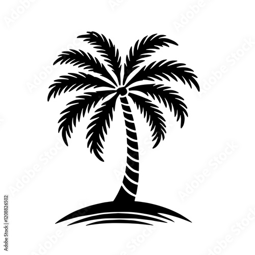 Tropical Silhouette: A striking silhouette of a palm tree, its leaves reaching for the sky, evokes the allure of sunny beaches and exotic landscapes.