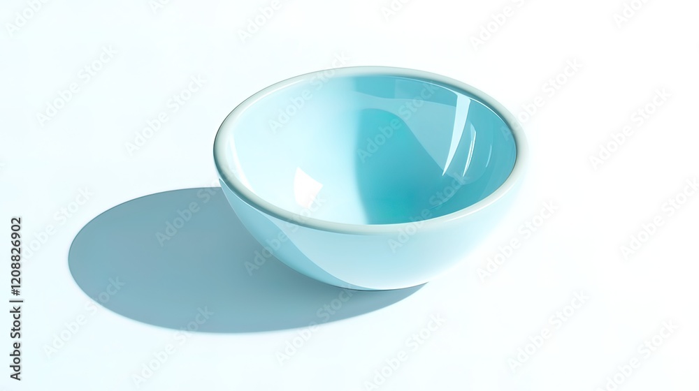 Light blue empty bowl on white background, casting a shadow. Light blue empty bowl on white background, casting a shadow.