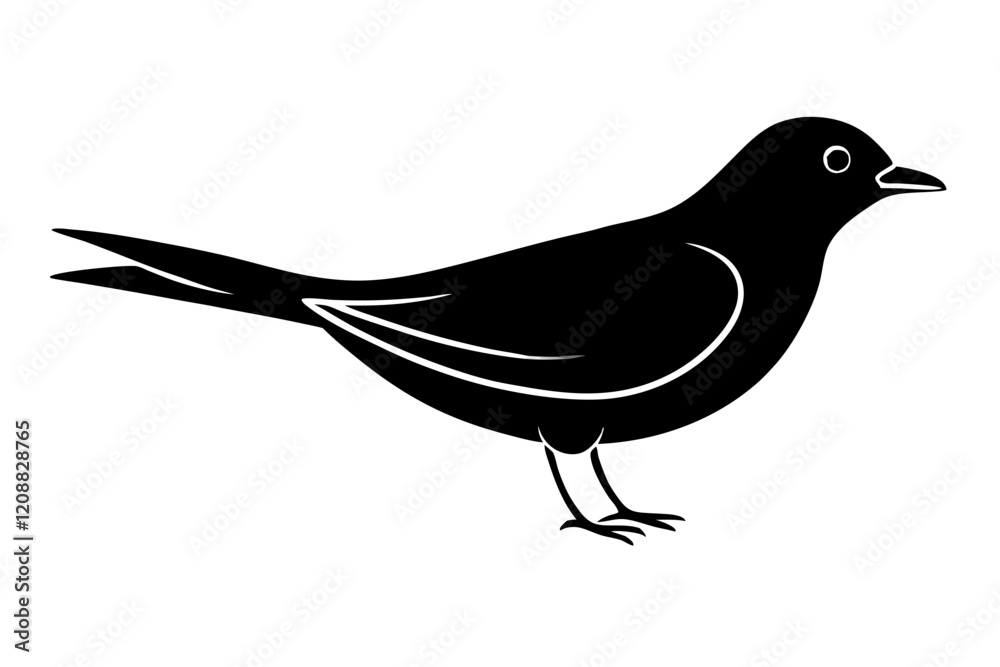 Fototapeta premium Minimalist Bird Silhouette in Line Art Style for Ornithology and Wildlife Design (SVG)