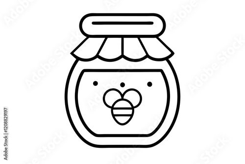 Delicate Line Art of a Honey Jar for Organic Honey, Natural Sweetener, and Beekeeping