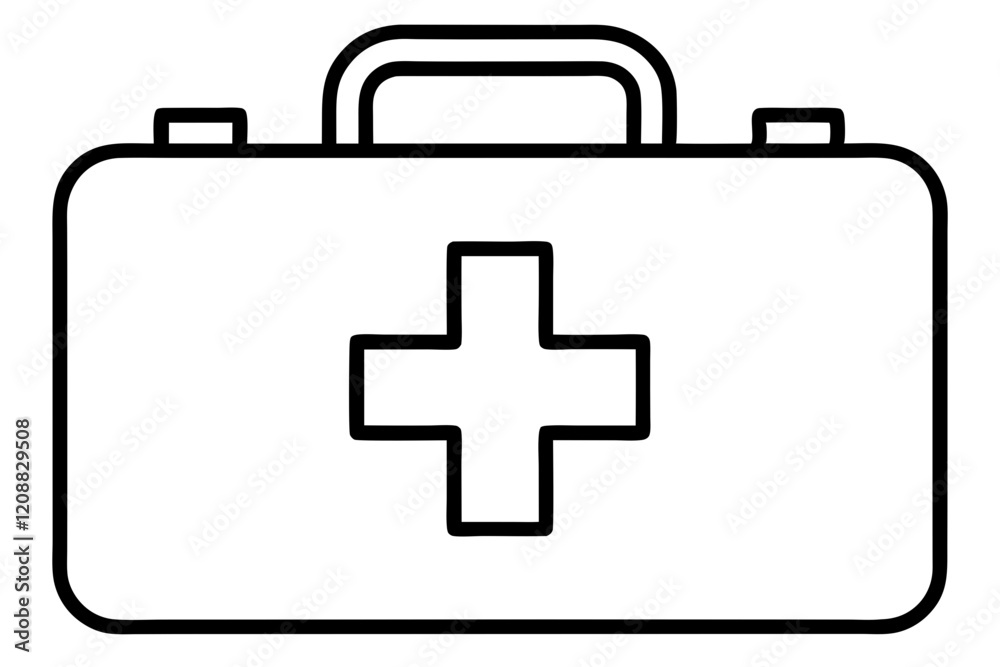 First Aid Box Line Art Icon for Healthcare & Emergency Services First Aid Box Line Art Icon for Healthcare & Emergency Services