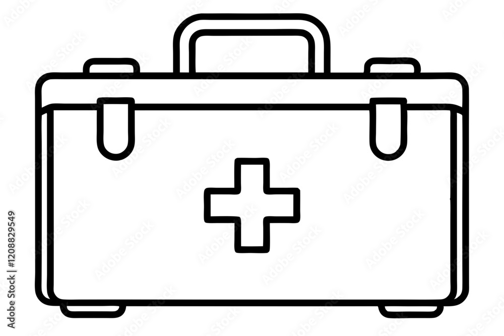 First Aid Box Line Art Icon for Healthcare & Emergency Services First Aid Box Line Art Icon for Healthcare & Emergency Services