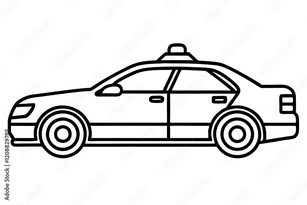 Detailed Line Art of a Police Car for Law Enforcement Illustration Detailed Line Art of a Police Car for Law Enforcement Illustration