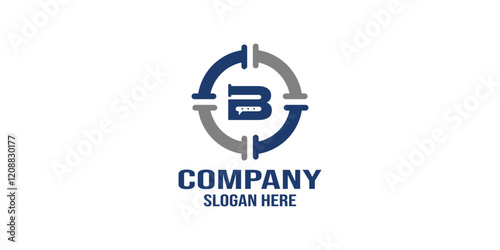 pipe company logo with the initials B with a circular pipe concept