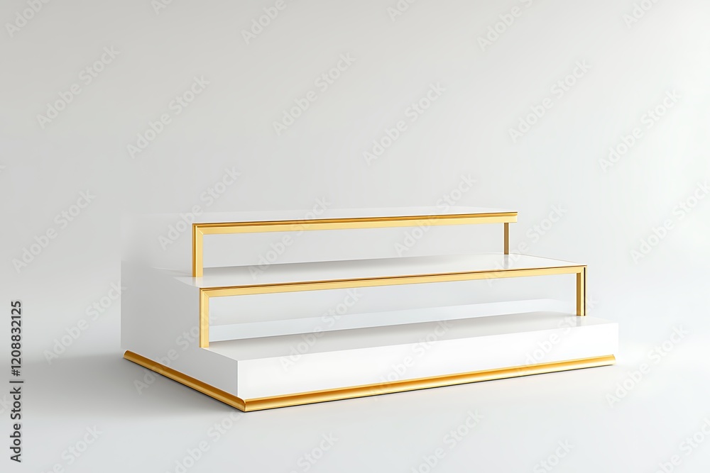 White and gold display stand isolated on white background White and gold display stand isolated on white background