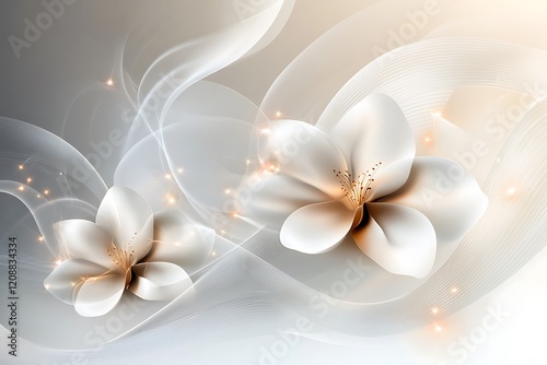 Stunning White Floral Design Wallpaper