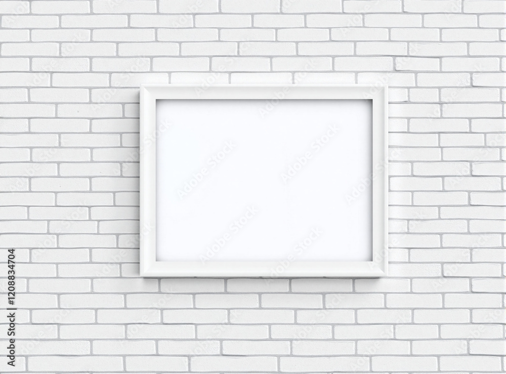 A blank family picture frame on a white brick wall, offering a clean, modern backdrop for family photo mockups. A blank family picture frame on a white brick wall, offering a clean, modern backdrop for family photo mockups.
