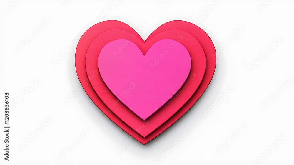 Layered pink heart symbol on white background. Layered pink heart symbol on white background.
