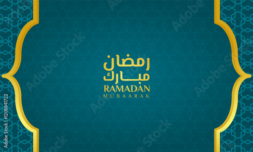 Stunning Islamic-themed design with "Ramadan Mubarak" in gold, reflecting tradition and festivity. Ideal for Ramadan and Eid Fitr greetings