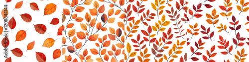 Wallpaper Mural Vibrant Autumn Foliage Patterns with Diverse Colored Leaves on Branches  Beautiful natural background with various shades of yellow orange and red leaves Torontodigital.ca