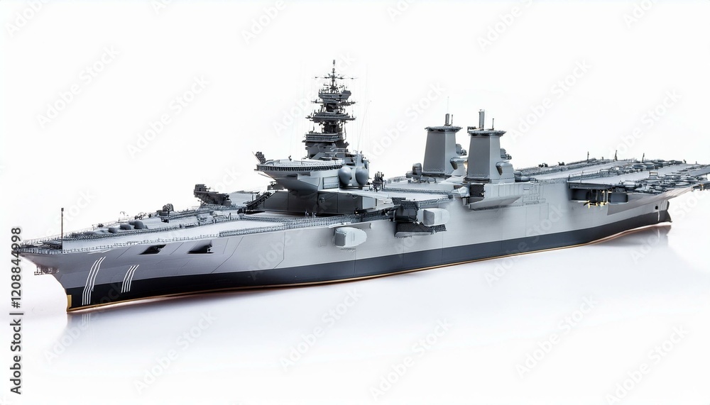 Detailed model of a grey aircraft carrier. Detailed model of a grey aircraft carrier.