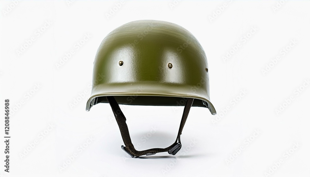 Fototapeta premium Military-style helmet in olive green.