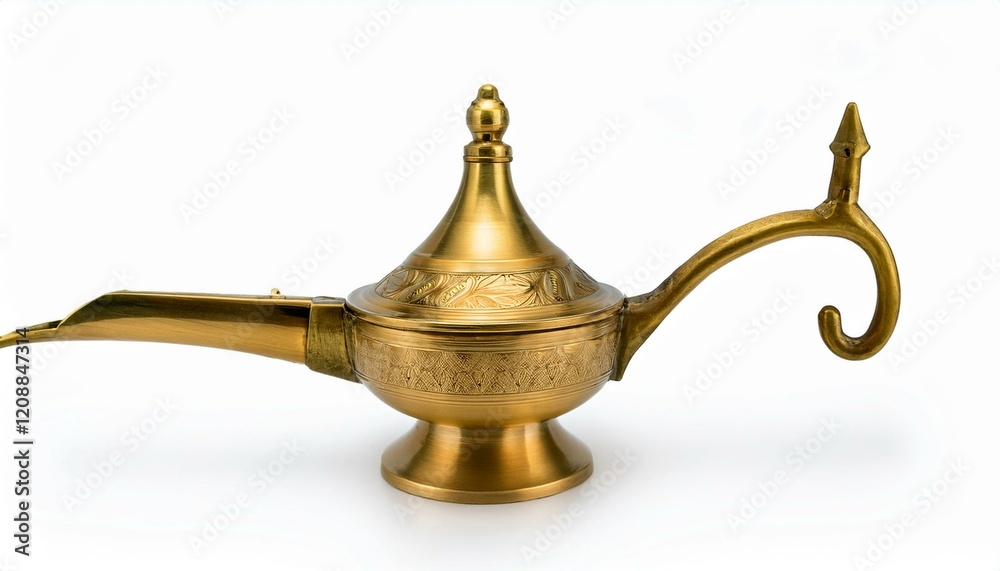 Ornate brass oil lamp with intricate detailing. Ornate brass oil lamp with intricate detailing.
